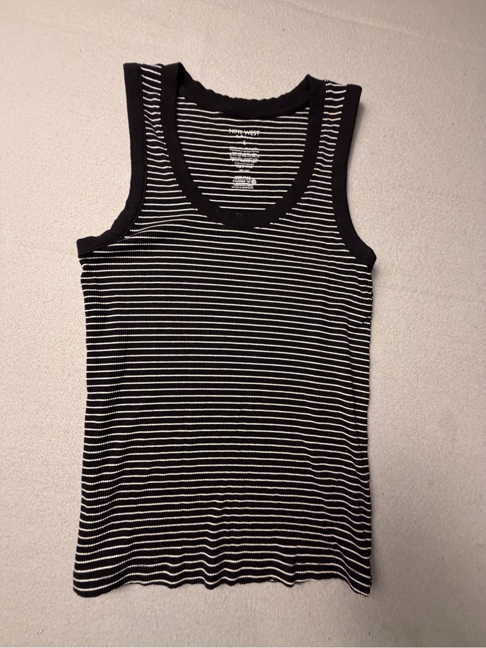Nine West Black & White Striped Ribbed Tank
